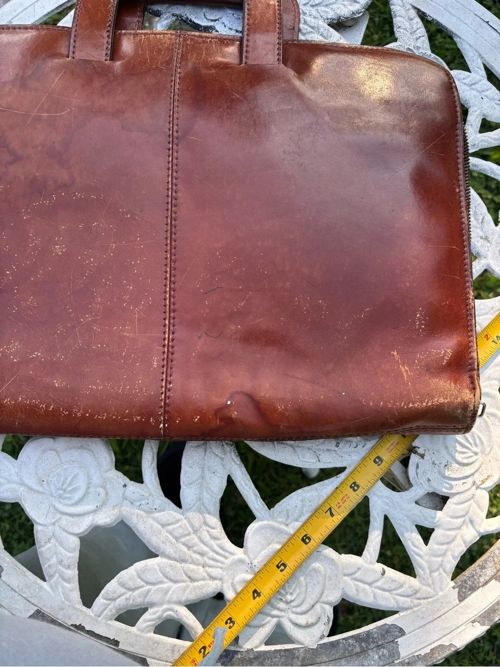 Vintage Beretta Brown Leather Zippered Portfolio Briefcase Document Case